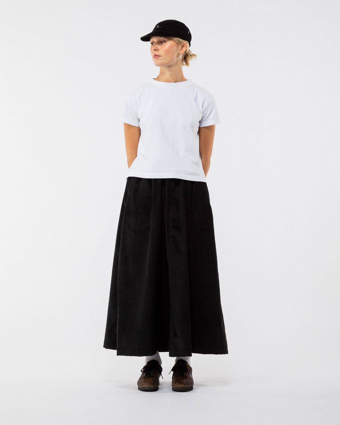 Corduroy A Line Skirt - Black