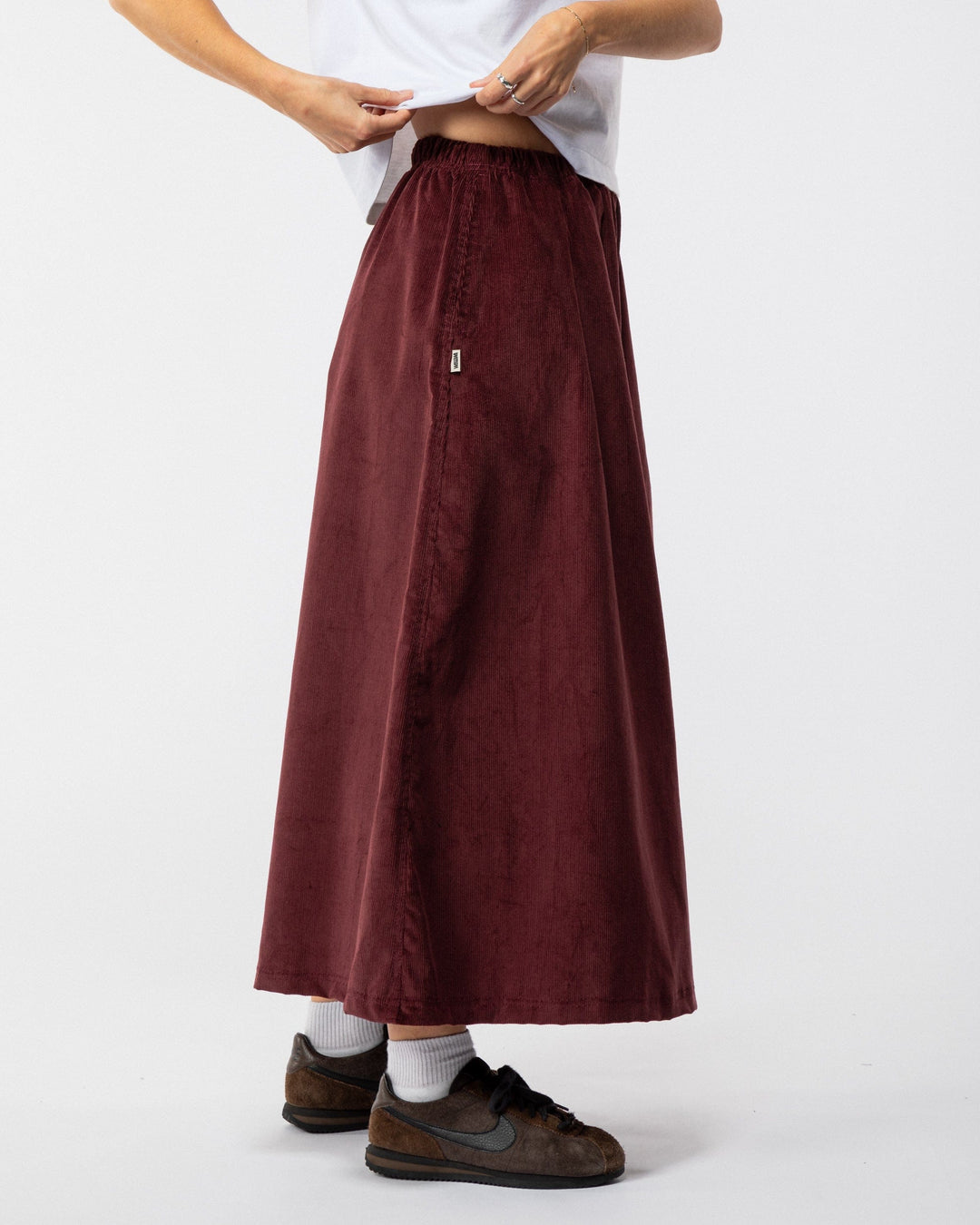 Corduroy A Line Skirt - Berry