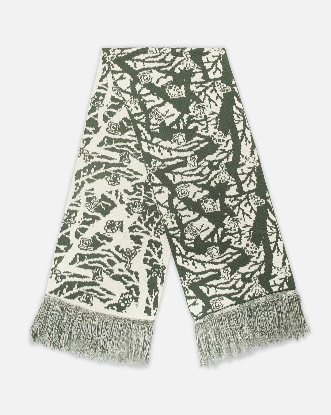 Tassel Scarf Bamba Print - Moss Green/Natural