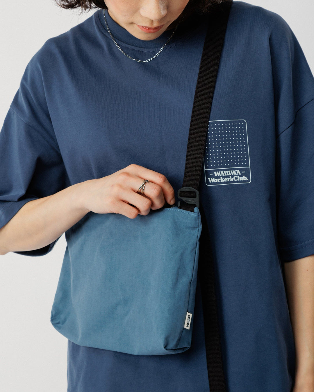 Mini Water Resistant Messenger Bag - Slate Blue
