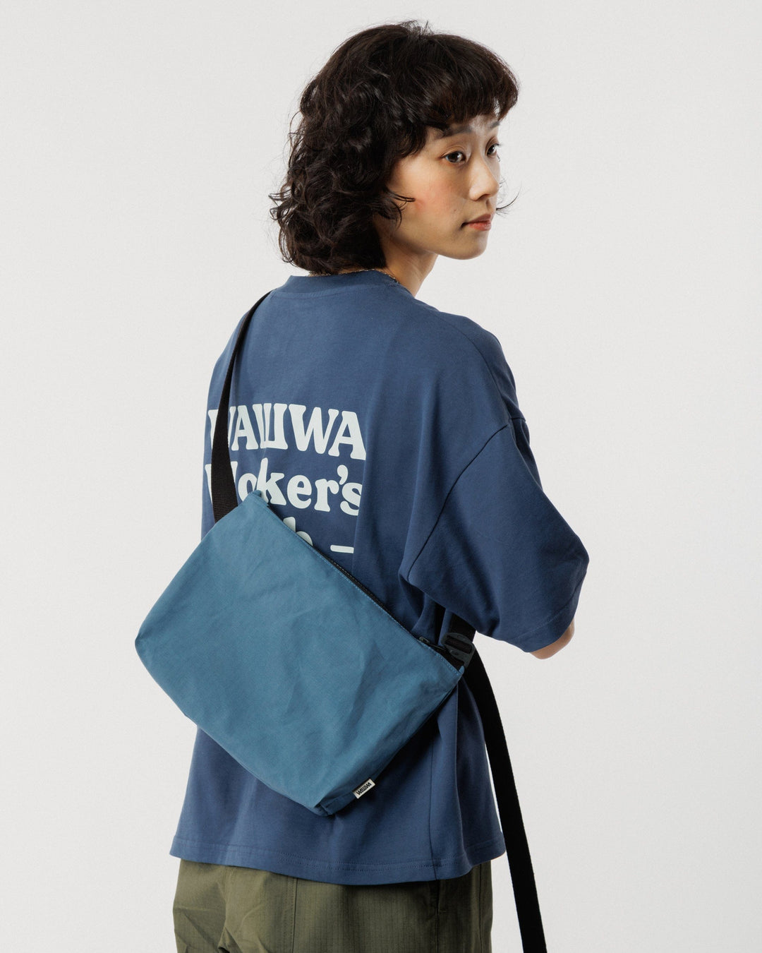 Mini Water Resistant Messenger Bag - Slate Blue