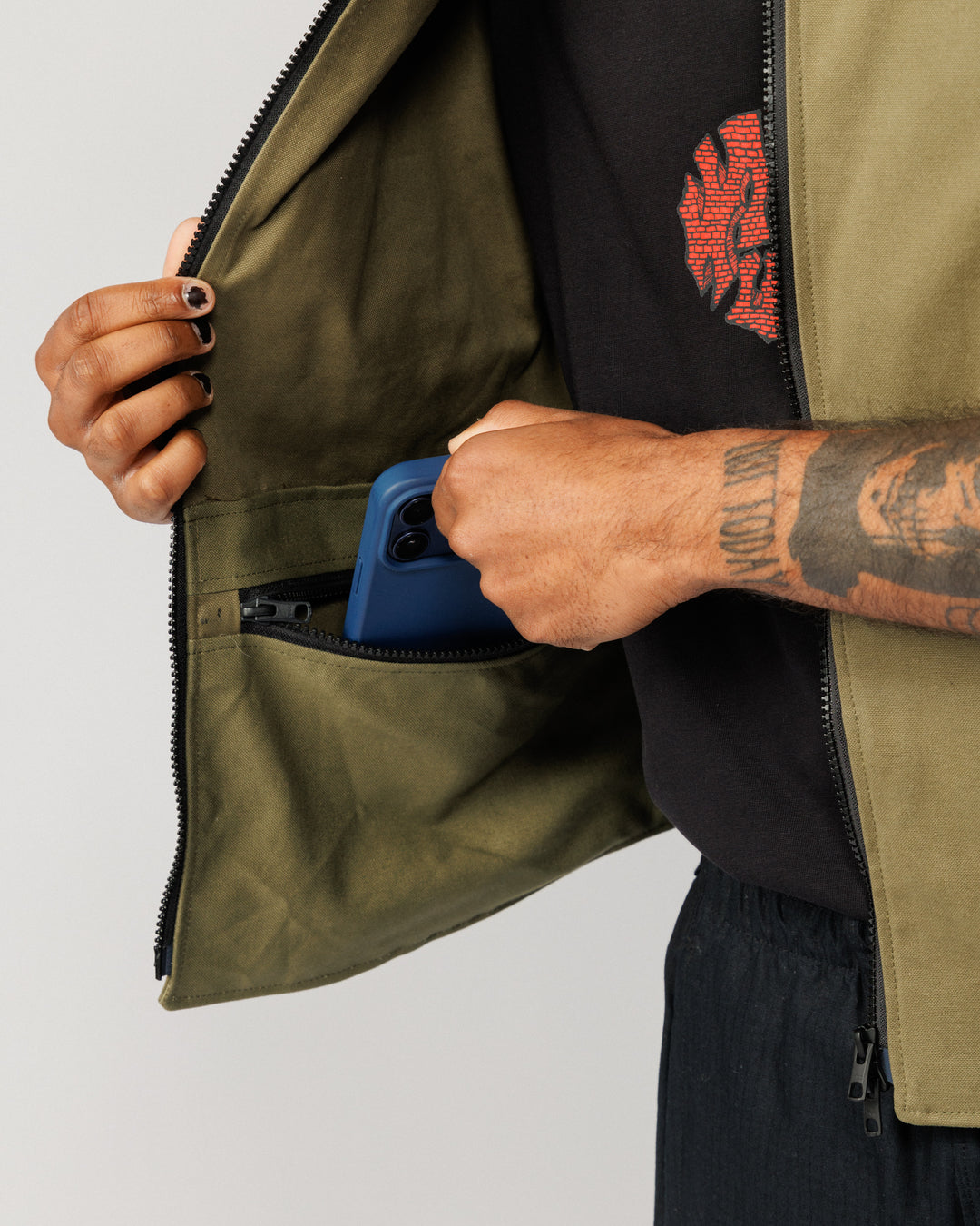 Multi-Pocket Mill Vest - Khaki Green