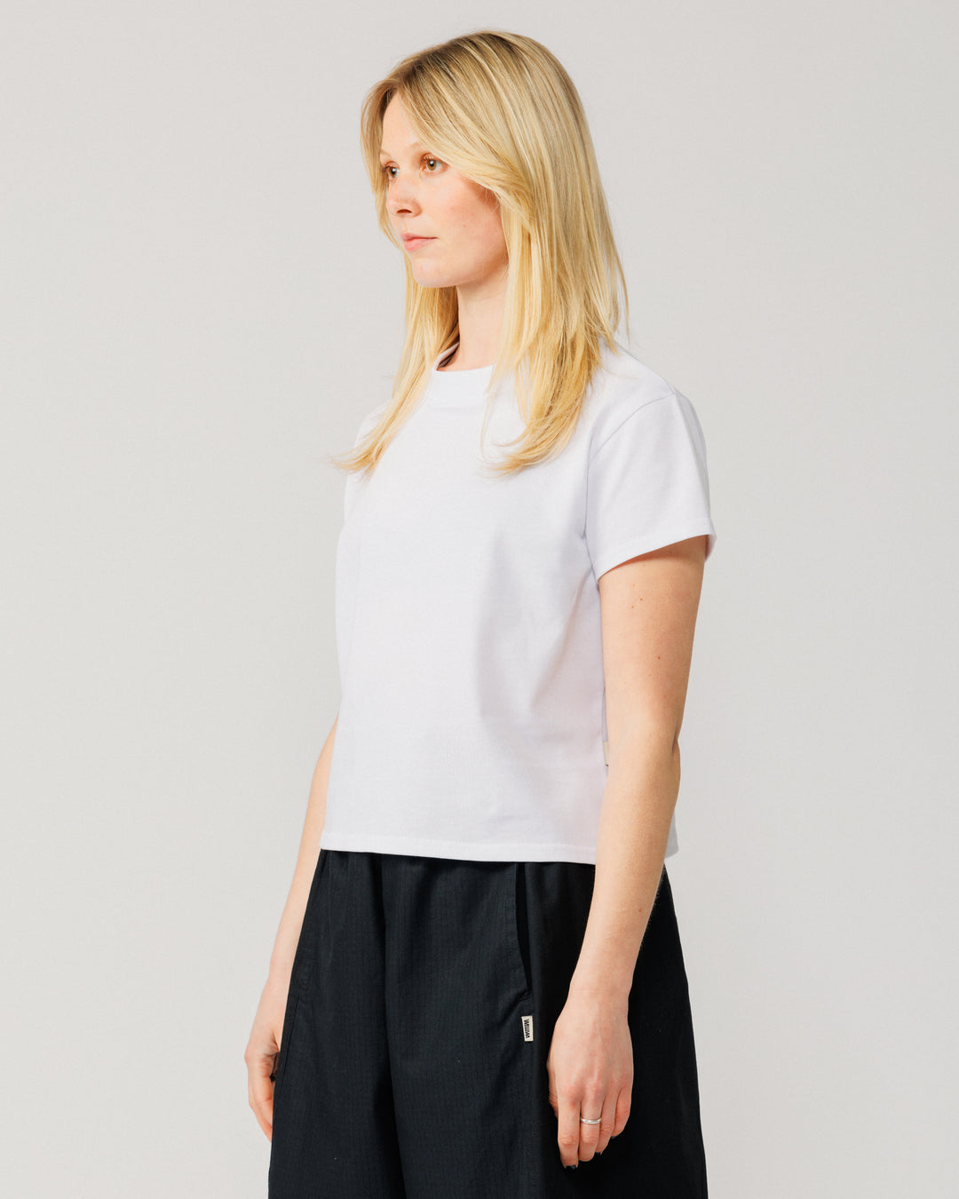 Mid-Weight Cropped Organic T-Shirt - White