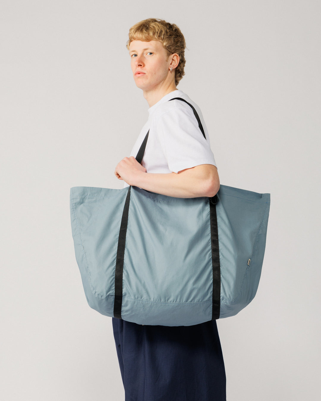 Oversized Packable Tote - Dusty Blue