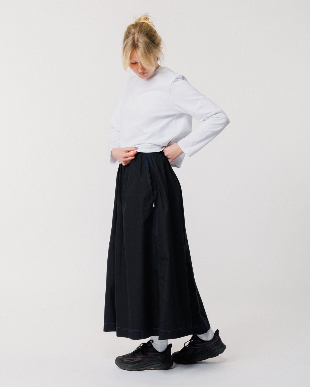 Ayla Poplin Skirt - Black/Cobalt Blue
