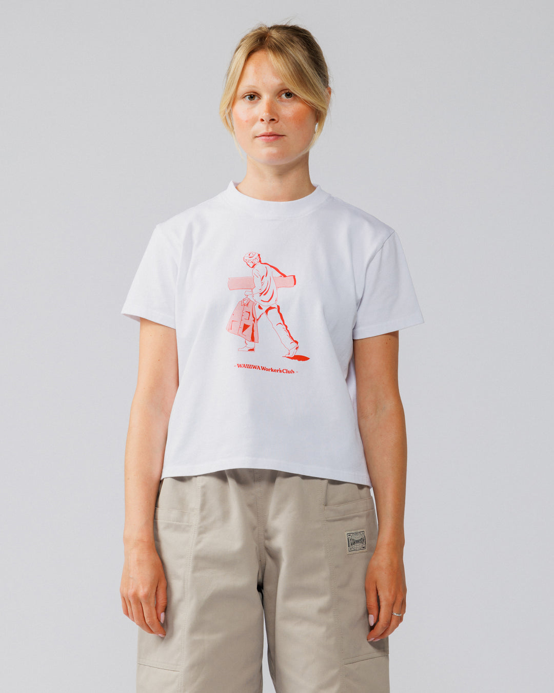 Cropped Workers Stride T-Shirt - White