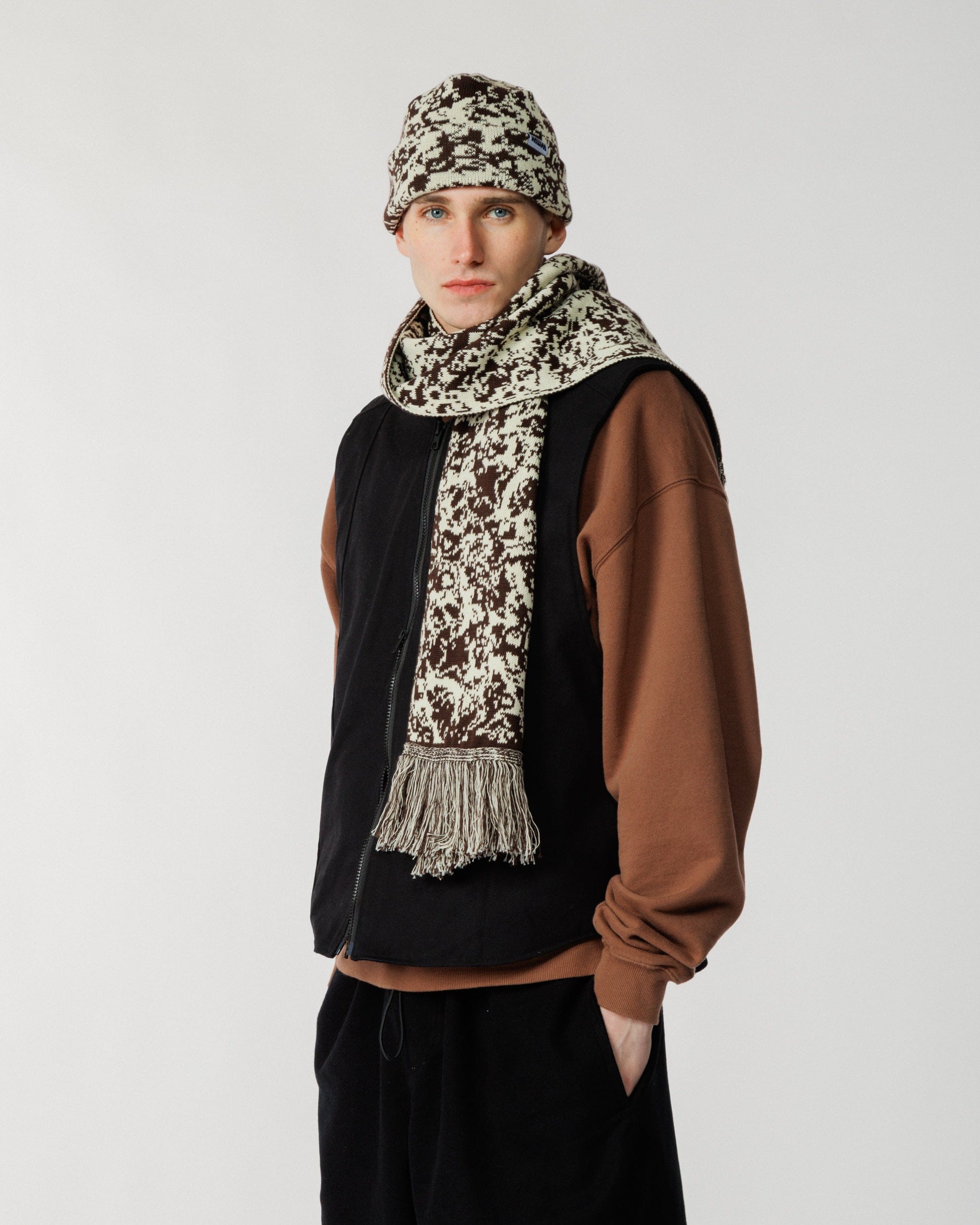 Barley & Hat Scarf Set - Brown & Natural – WAWWA Ф