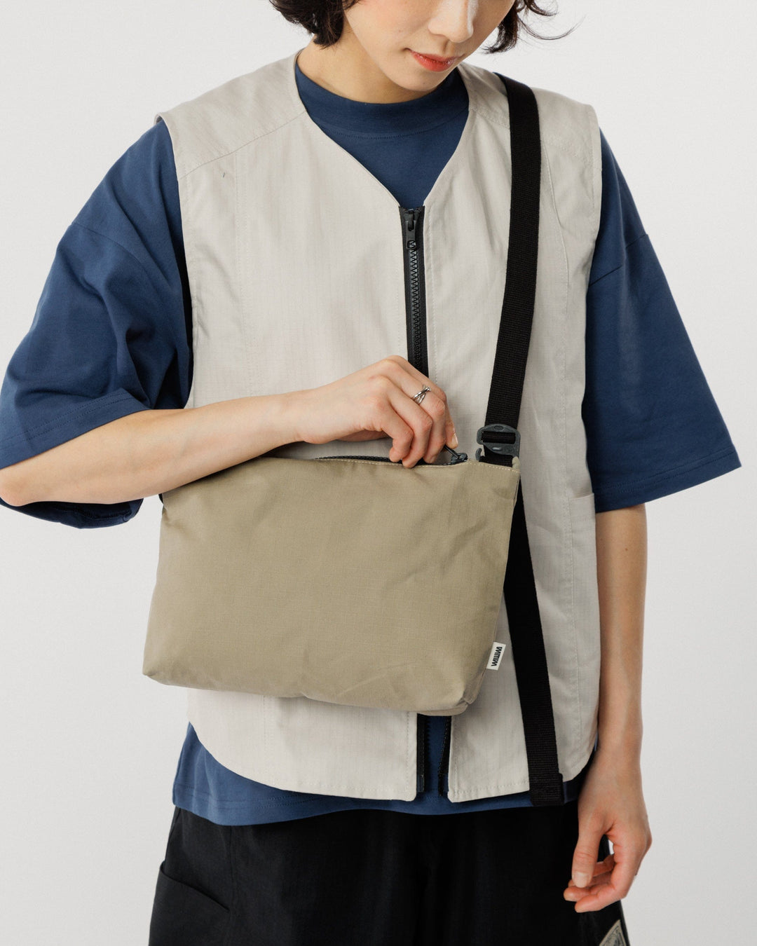 Mini Water Resistant Messenger Bag - Stone