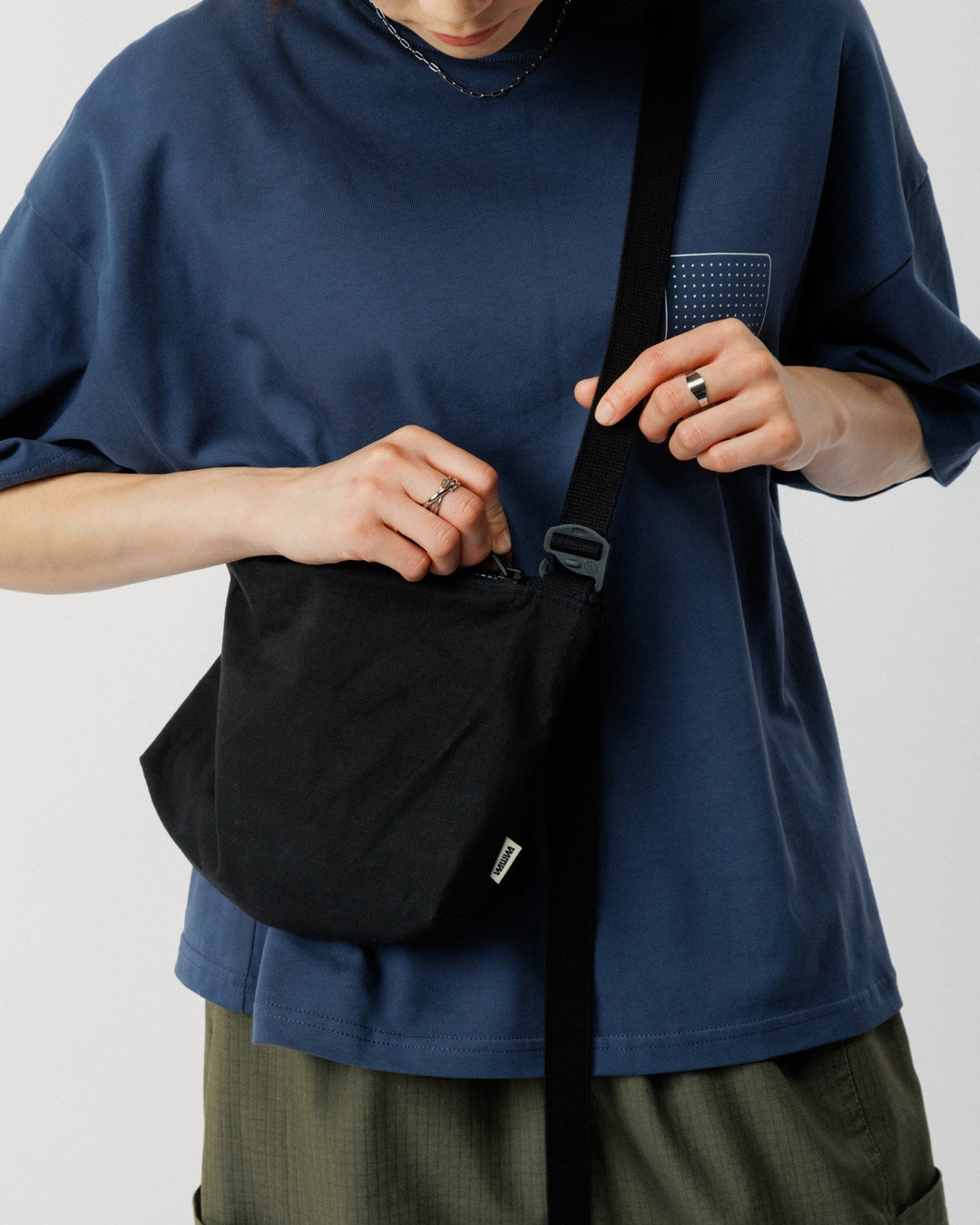 Mini Water Resistant Messenger Bag - Black