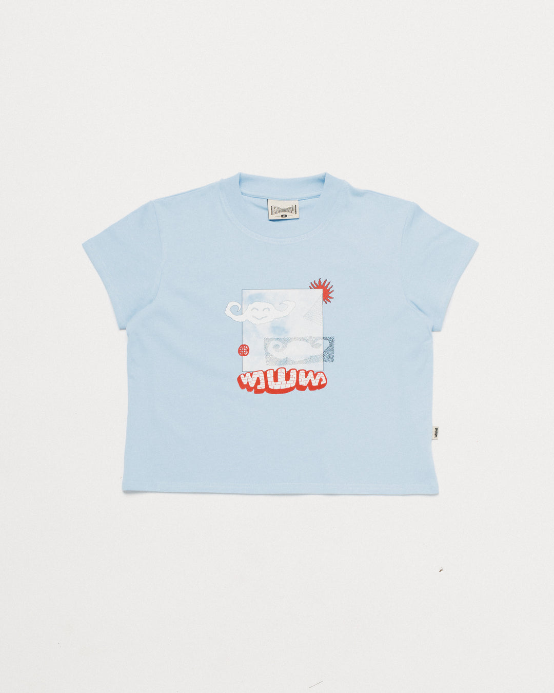 Plume Cropped T-Shirt - Sky Blue