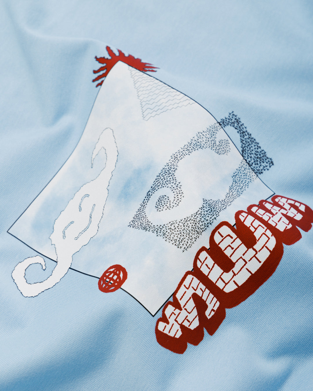 Plume Cropped T-Shirt - Sky Blue