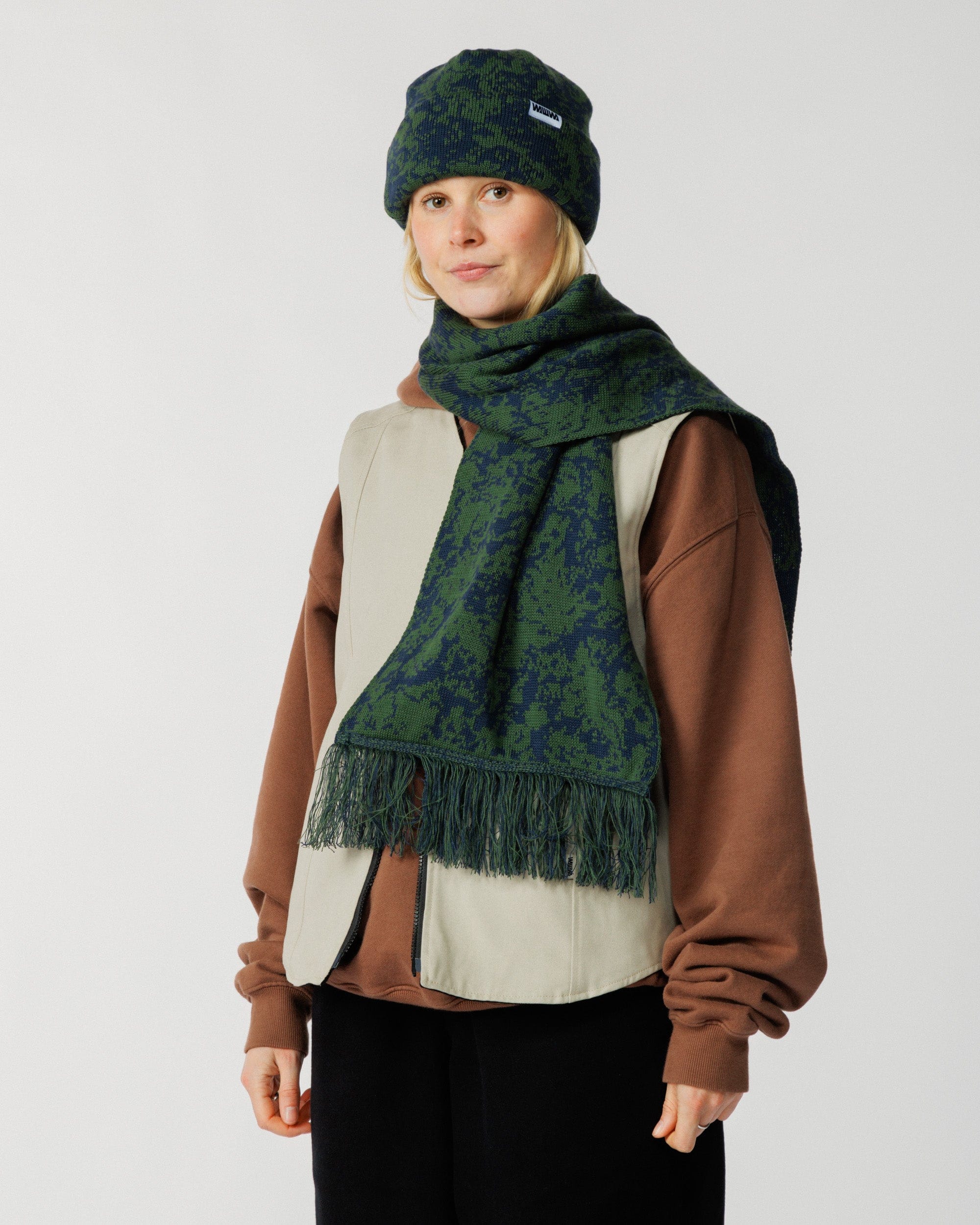 Barley & Hat Scarf Set - Dark Green & Navy – WAWWA Ф