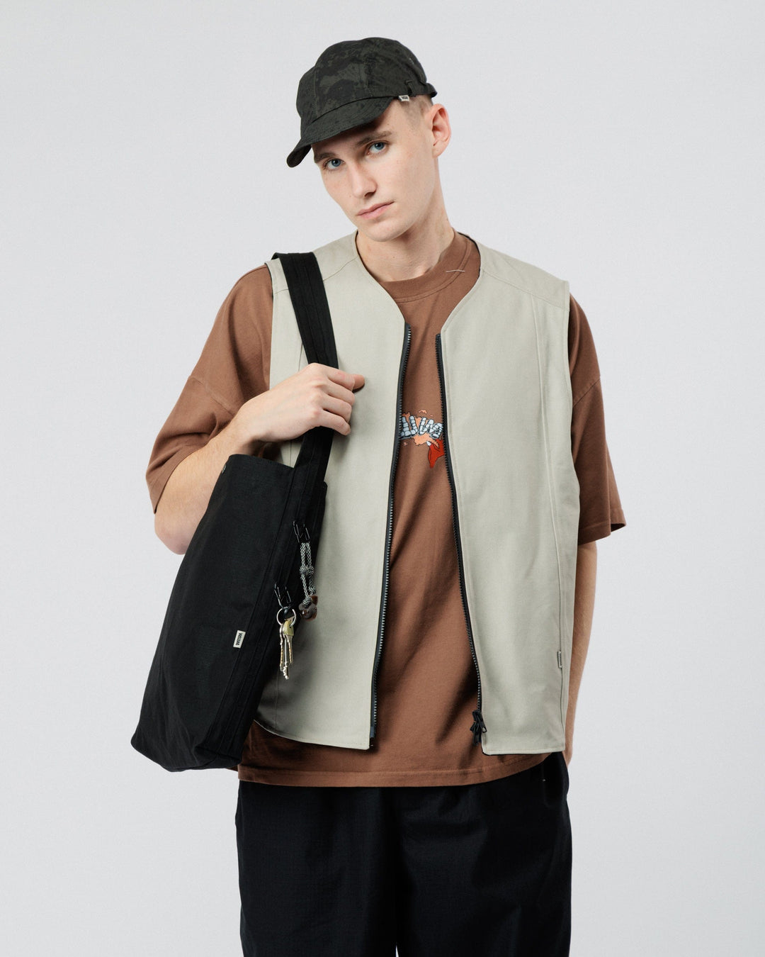 Water Resistant Bar Tack Tote - Black