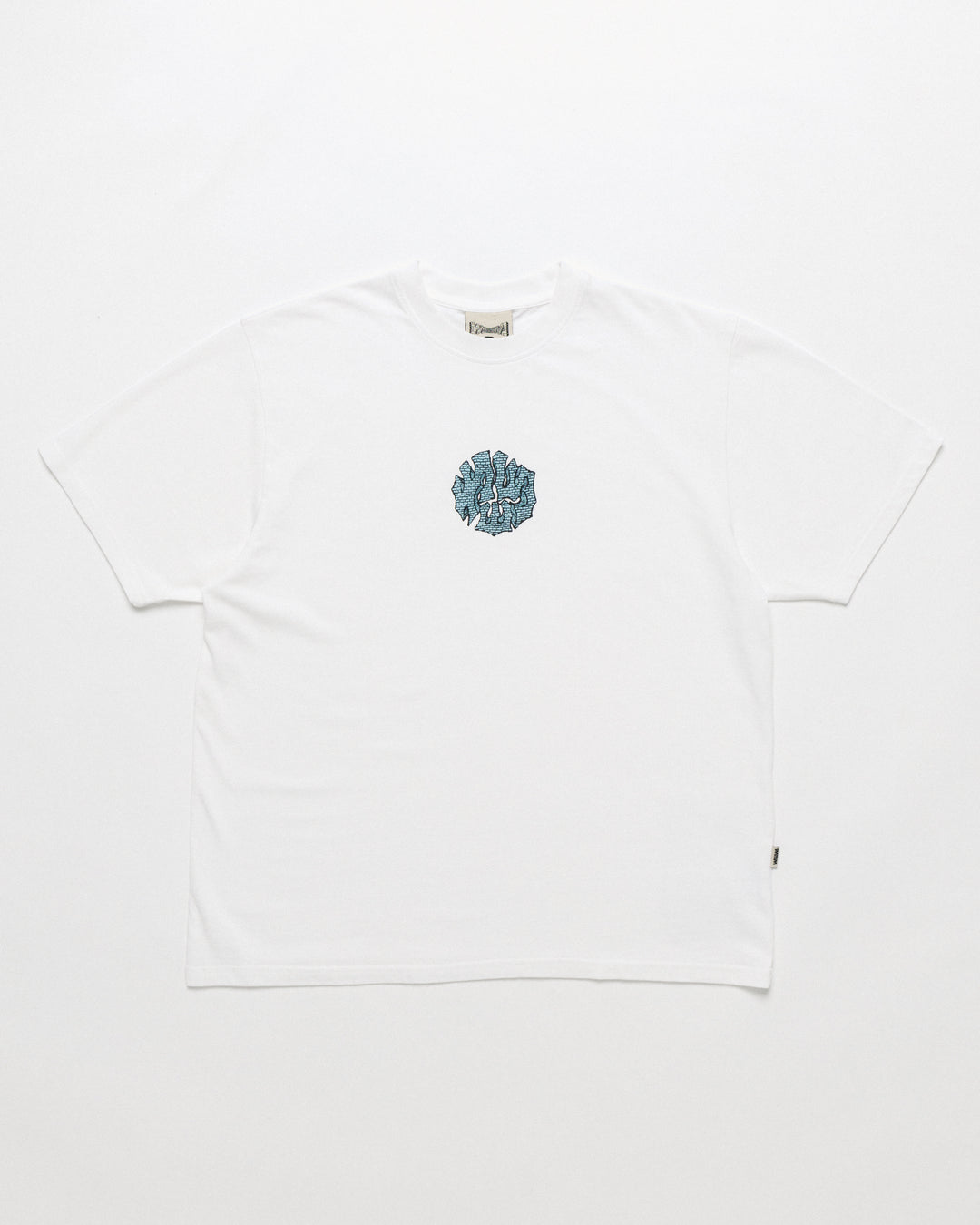 Blue Grounded Logo T-Shirt - White — front flat, garment shape