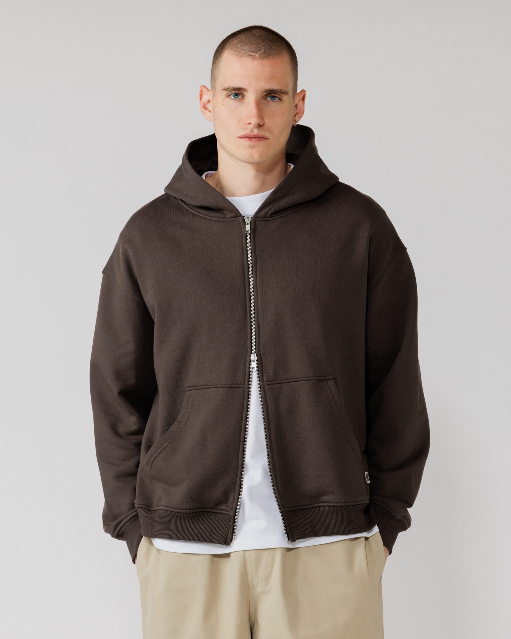 520 Two-Way Zip Hoody - Chocolate Brown – WAWWA Ф