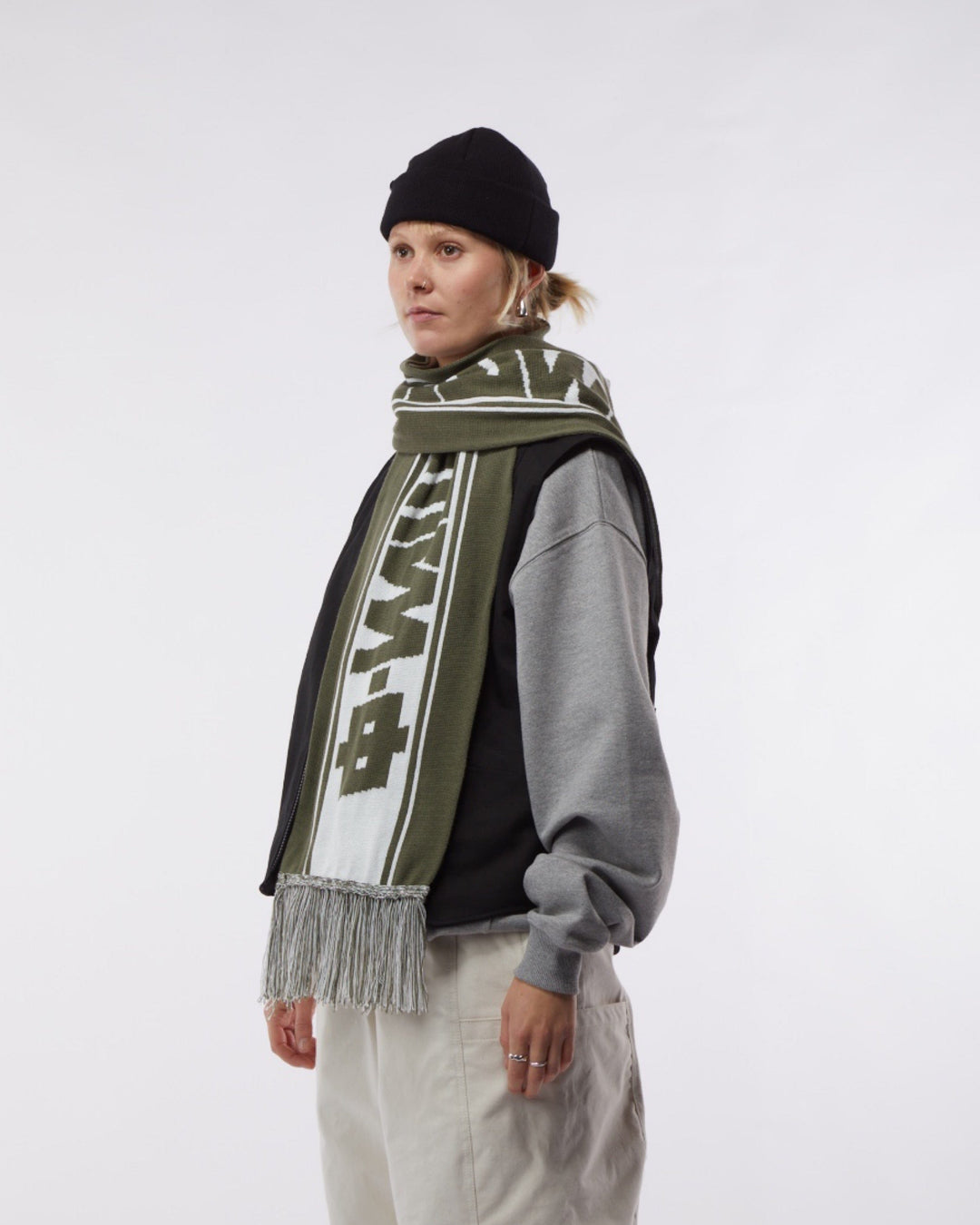 Soccer Scarf - Moss/White